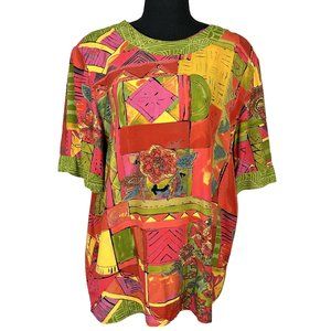 VINTAGE 90s Short Sleeve Abstract Top